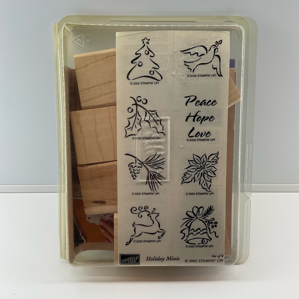 STAMPIN’ UP! Holiday Minis Stamp Set Christmas Cards Crafts Wooden Blocks Uncut